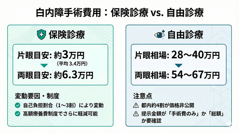 東京都の白内障治療の費用傾向